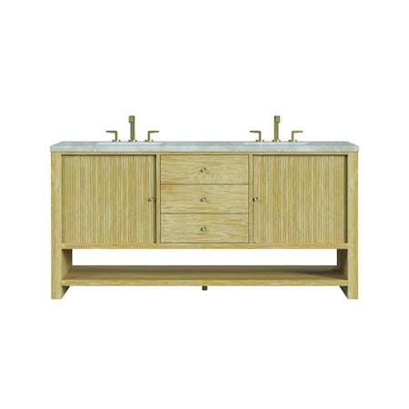 James Martin Vanities Single 72'' Double Vanity, Sunwashed Oak w/ 3 CM Victorian Silver Quartz Top D404-V72-SWO-3VSL
